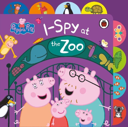 Buchcover und Innenansicht für das Buch: Peppa Pig: I Spy at the Zoo