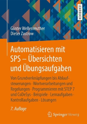Buchcover und Innenansicht für das Buch: Automatisieren mit SPS - Übersichten und Übungsaufgaben