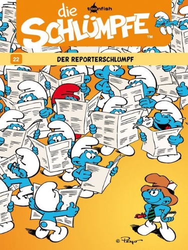 Buchcover und Innenansicht für das Buch: Die Schlümpfe 22. Der Reporterschlumpf