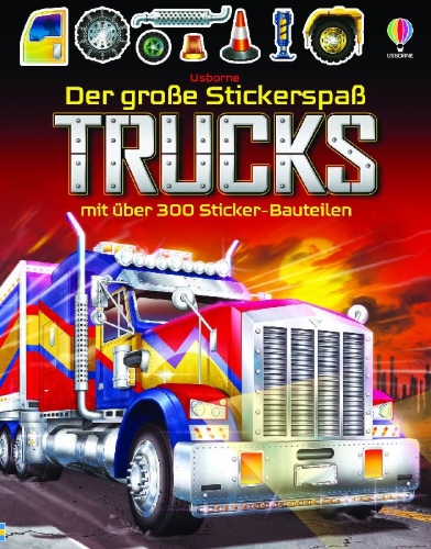 Buchcover und Innenansicht für das Buch: Der große Stickerspaß: Trucks