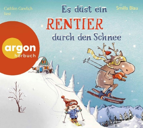 Buchcover und Innenansicht für das Buch: Es düst ein Rentier durch den Schnee