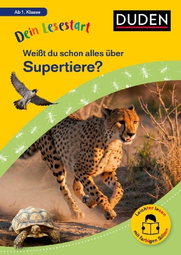 Buchcover und Innenansicht für das Buch: Dein Lesestart: Weißt du schon alles über Supertiere? Ab 1. Klasse