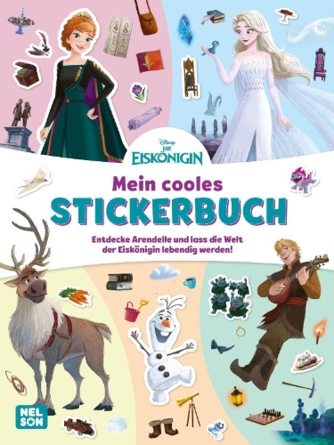 Buchcover und Innenansicht für das Buch: Disney Die Eiskönigin: Mein cooles Stickerbuch