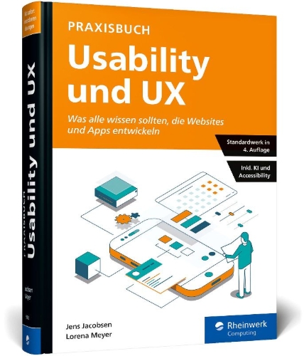 Buchcover und Innenansicht für das Buch: Praxisbuch Usability und UX