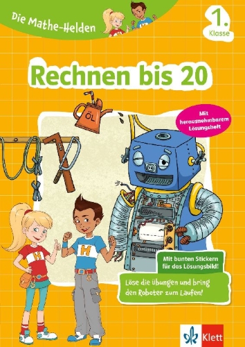 Buchcover und Innenansicht für das Buch: Klett Die Mathe-Helden Rechnen bis 20 1. Klasse