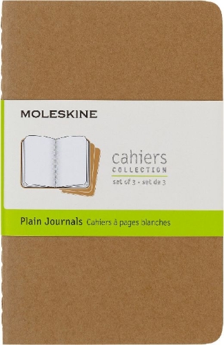 Buchcover und Innenansicht für das Buch: Moleskine Cahier pocket blanko packpapierbraun DIN A6. 3er Pack