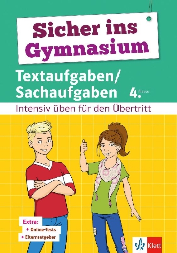 Buchcover und Innenansicht für das Buch: Sicher ins Gymnasium Textaufgaben/Sachaufgaben 4. Klasse