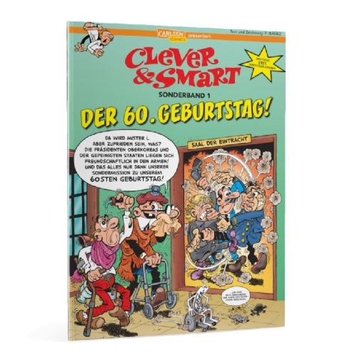 Buchcover und Innenansicht für das Buch: Mortadelo y Filemon: El 60 aniversario