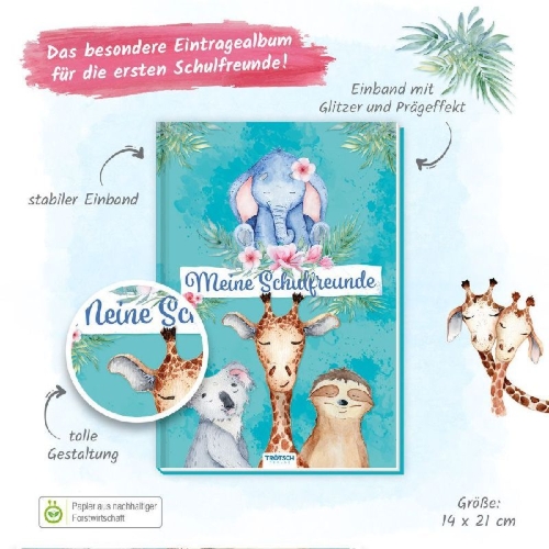 Buchcover und Innenansicht für das Buch: Trötsch Meine Schulfreunde Tierfreunde