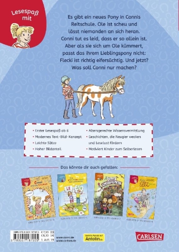 Buchcover und Innenansicht für das Buch: Lesespaß mit Conni: Conni und das wilde Pony (Zum Lesenlernen)