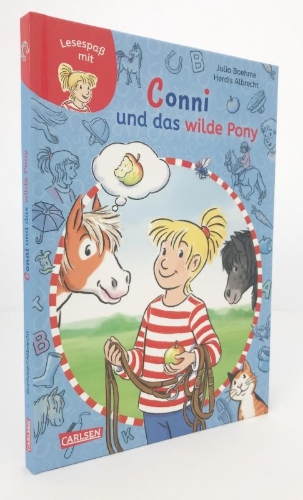 Buchcover und Innenansicht für das Buch: Lesespaß mit Conni: Conni und das wilde Pony (Zum Lesenlernen)