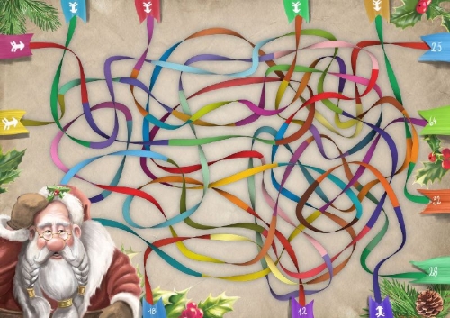 Buchcover und Innenansicht für das Buch: Das kleine Böse Rätselbuch - 24 fiese Weihnachtslabyrinthe (Das kleine Böse Buch)