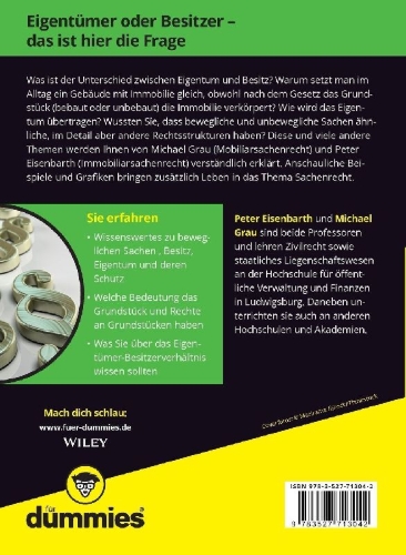Buchcover und Innenansicht für das Buch: Sachenrecht für Dummies