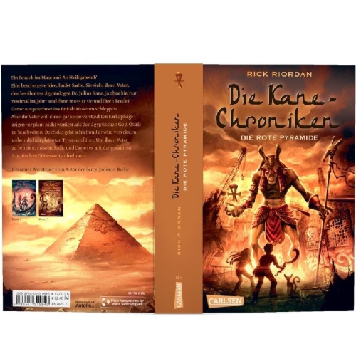 Buchcover und Innenansicht für das Buch: The Red Pyramid. The Kane Chronicles, Book One