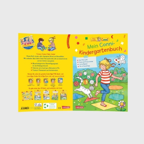 Buchcover und Innenansicht für das Buch: Conni Gelbe Reihe (Beschäftigungsbuch): Mein Conni-Kindergartenbuch