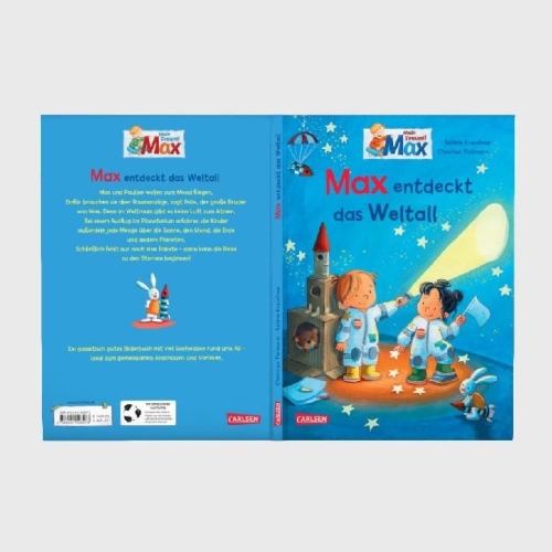 Buchcover und Innenansicht für das Buch: Max-Bilderbücher: Max entdeckt das Weltall