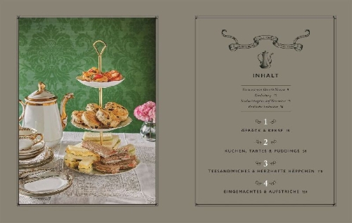 Buchcover und Innenansicht für das Buch: Das offizielle Buch. Downton Abbey Teatime