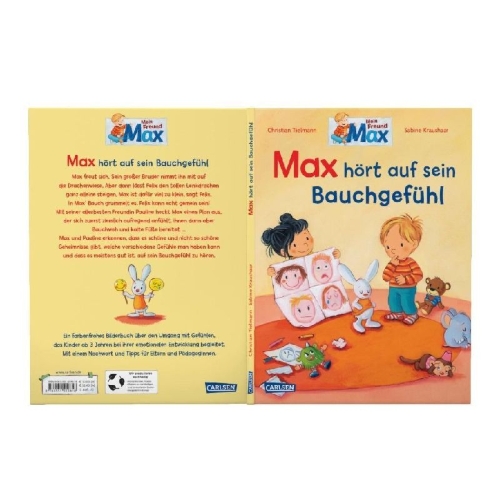 Buchcover und Innenansicht für das Buch: Max-Bilderbücher: Max hört auf sein Bauchgefühl