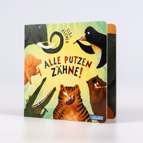 Buchcover und Innenansicht für das Buch: Alle putzen Zähne!
