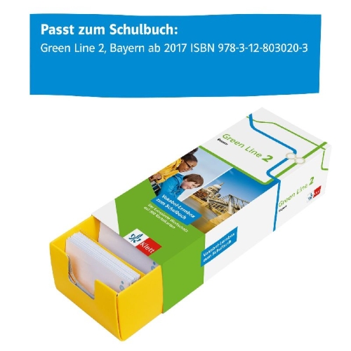 Buchcover und Innenansicht für das Buch: Vokabel-Lernbox zum Schulbuch.Green Line 2 Bayern Klasse 6