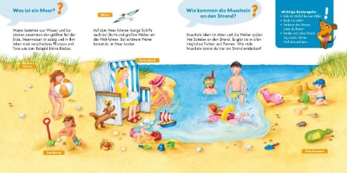 Buchcover und Innenansicht für das Buch: Frag doch mal ... die Maus: Am Meer