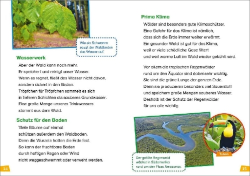Buchcover und Innenansicht für das Buch: WAS IST WAS Erstes Lesen Band 6. Wald