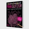 Buchcover und Innenansicht für das Buch: Kreative Kratzkunst: Pink Glitzer: Set mit 10 Kratzbildern, Anleitungsbuch und Holzstift