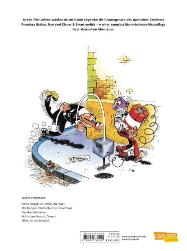Buchcover und Innenansicht für das Buch: Mortadelo y Filemon: El caso del bacalao