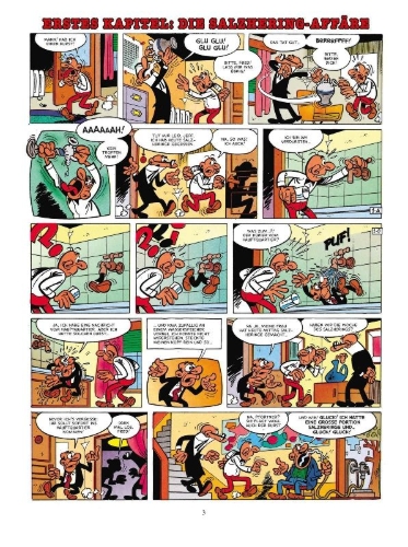 Buchcover und Innenansicht für das Buch: Mortadelo y Filemon: El caso del bacalao