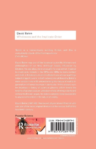 Buchcover und Innenansicht für das Buch: Wholeness and the Implicate Order