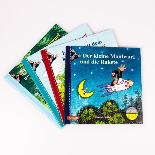 Buchcover und Innenansicht für das Buch: Maxi-Pixi-4er-Set 117: Neue Abenteuer mit dem kleinen Maulwurf (4x1 Exemplar)