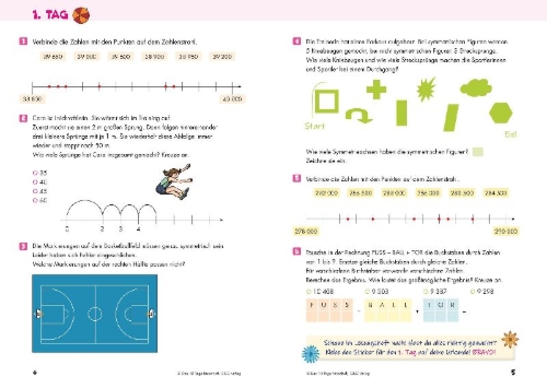 Buchcover und Innenansicht für das Buch: Das 10 Tage Ferienheft Mathematik 4