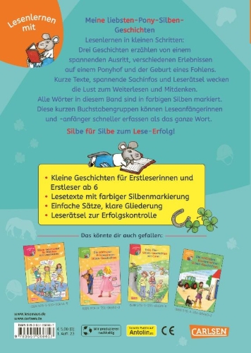 Buchcover und Innenansicht für das Buch: LESEMAUS zum Lesenlernen Sammelbände: Meine liebsten Pony-Silben-Geschichten