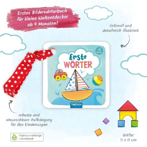 Buchcover und Innenansicht für das Buch: Trötsch Buggy-Buch Erste Wörter