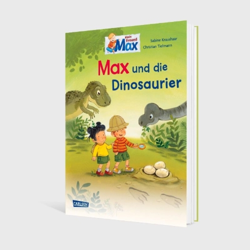Buchcover und Innenansicht für das Buch: Max-Bilderbücher: Max und die Dinosaurier