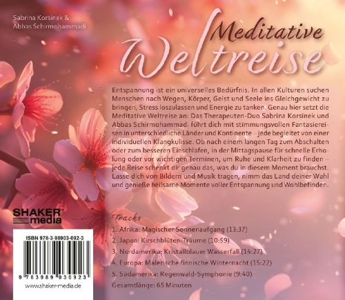 Buchcover und Innenansicht für das Buch: Meditative Weltreise