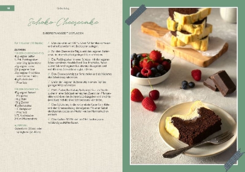 Buchcover und Innenansicht für das Buch: Das vegane Backbuch für Festtage
