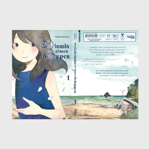 Buchcover und Innenansicht für das Buch: Aoi Uroko to Suna no Machi