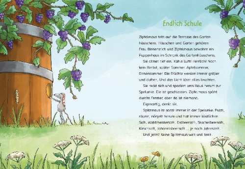 Buchcover und Innenansicht für das Buch: Zipfelmaus und die grandiose Gartenschule