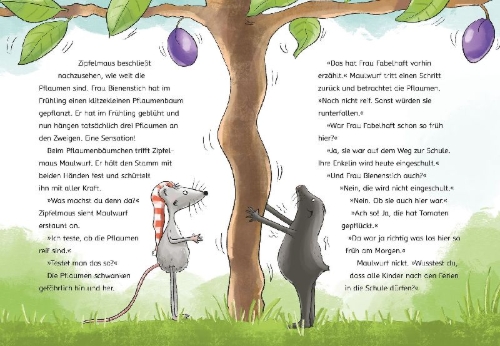 Buchcover und Innenansicht für das Buch: Zipfelmaus und die grandiose Gartenschule