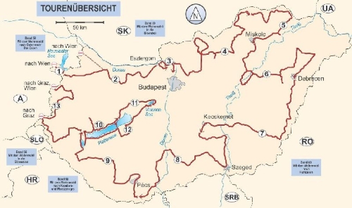 Buchcover und Innenansicht für das Buch: Mit dem Wohnmobil nach Ungarn