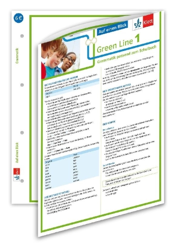 Buchcover und Innenansicht für das Buch: Green Line 1 G8 und G9 Klasse 5 - Auf einen Blick. Grammatik passend zum Schulbuch - Klappkarte (6 Seiten)