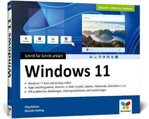 Buchcover und Innenansicht für das Buch: Windows 11 - Schritt für Schritt erklärt.