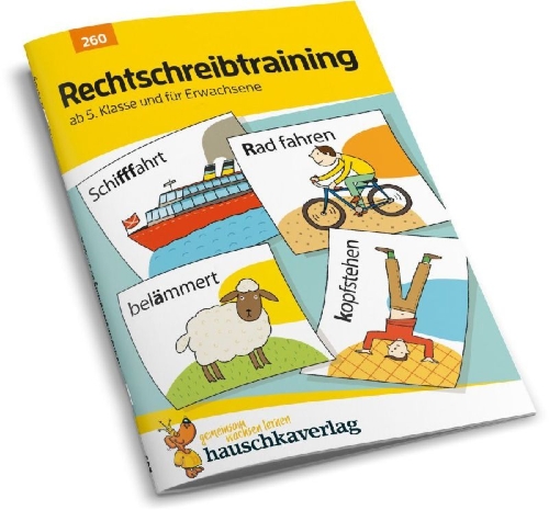 Buchcover und Innenansicht für das Buch: Rechtschreibtraining ab 5. Klasse und für Erwachsene
