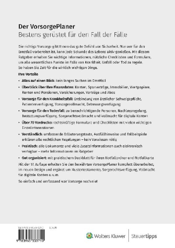 Buchcover und Innenansicht für das Buch: Der VorsorgePlaner