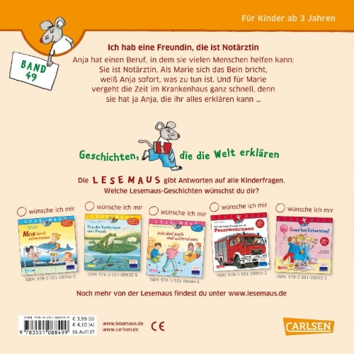 Buchcover und Innenansicht für das Buch: Ich habe eine Freundin, die ist Notärztin