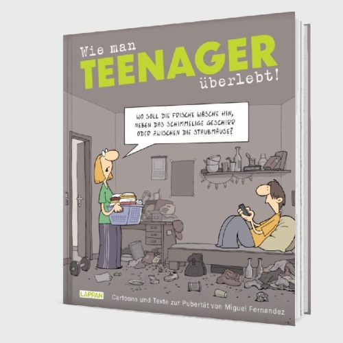 Buchcover und Innenansicht für das Buch: Wie man Teenager überlebt!
