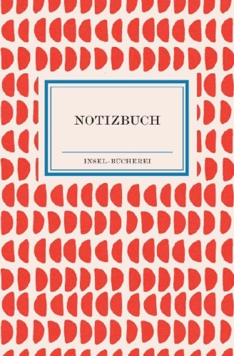 Buchcover und Innenansicht für das Buch: Notizbuch Insel-Bücherei 'Korallenrote Halbkreise retro'