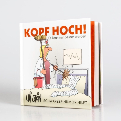 Buchcover und Innenansicht für das Buch: Uli Stein: Gute Wünsche!: Kopf hoch! Schwarzer Humor hilft