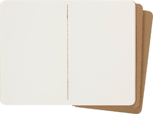Buchcover und Innenansicht für das Buch: Moleskine Cahier pocket blanko packpapierbraun DIN A6. 3er Pack